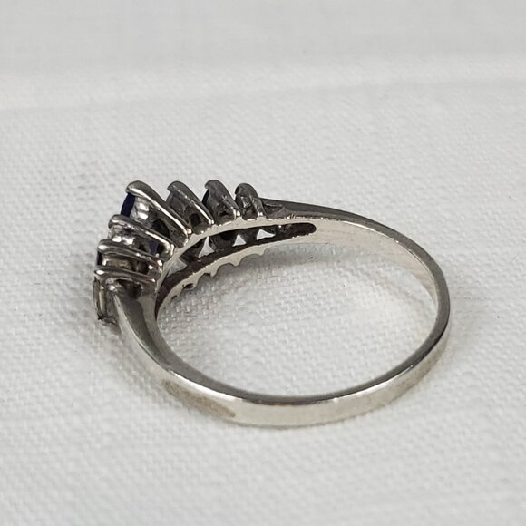 925 Silver Purple & Clear Stone Ring Antique Style Raised Setting Sz 21mm US 10 - Picture 5 of 12